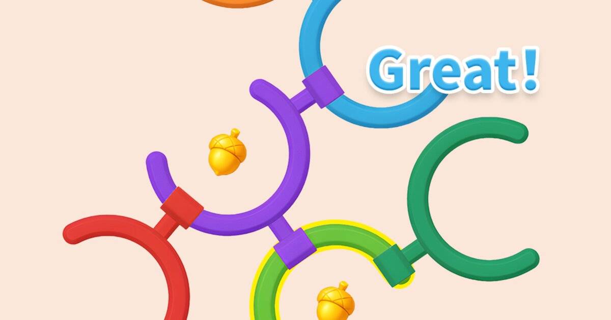 Tampilan permainan Rotate Rings dengan cincin berwarna-warni yang harus diputar untuk membuka kunci