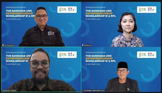i3L University dan OK OCE Luncurkan Beasiswa Sandiaga Uno, Bidik Wirausaha Baru