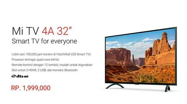 Xiaomi Luncurkan Smart TV Pertama Mi TV 4A 32 Untuk Pasar Indonesia, Apa Saja Keunggulannya?