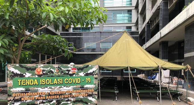Brigif Para Raider 18 Dirikan Tenda Darurat Isolasi di RS Universitas Brawijaya Malang  