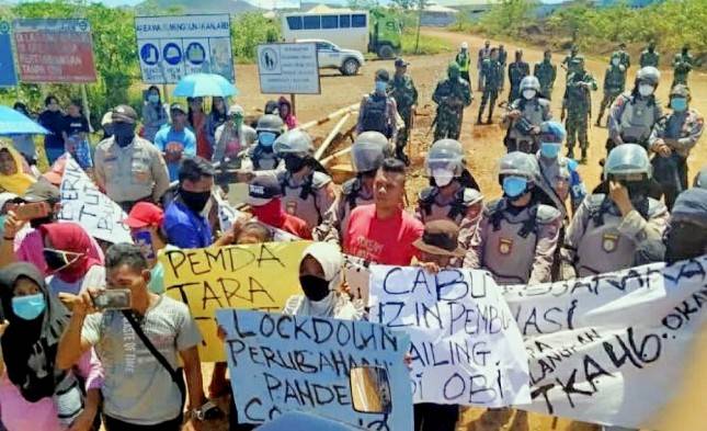 Tuntut 46 TKA Asal Cina Dipulangkan, Masyarakat Halsel Geruduk Lokasi Industri Pertambangan Harita Grup