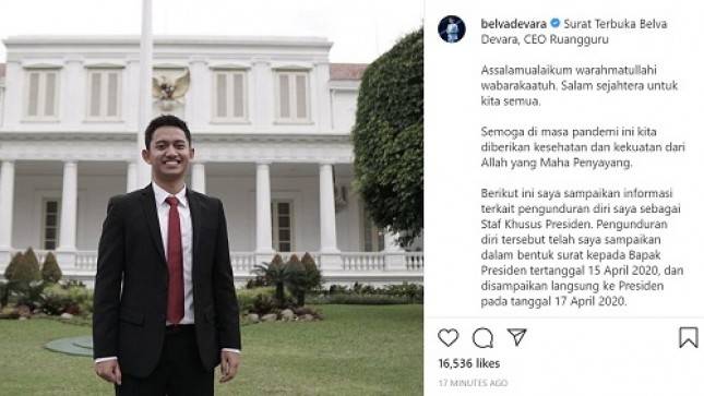 Kabar Istana, Belva Delvara Mundur dari Staf Khusus Presiden