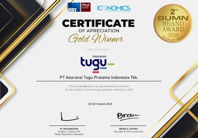 Tahun Penuh Tantangan, Tugu Insurance Meraih  Penghargaan Brand Strength