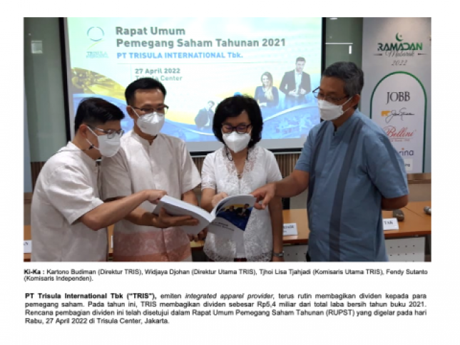 Cetak Laba Bersih Rp18,02 Miliar Tahun 2021, TRIS Siap Bagikan Dividen