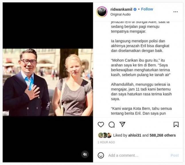 Momen Haru Saat Ridwan Kamil Beremu Guru SD Cantik Penemu Jenazah Eril di Sungai Aare