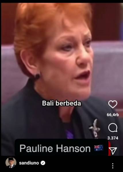 Geram! Menparekraf Sandiaga Uno 'Semprot' Senator Pauline Hanson: Jangan Pernah Menghina Bali...