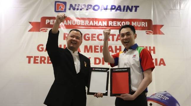 Rayakan 77 Tahun Kemerdekaan Indonesia, Gelaran Gapura Merah Putih Nippon Paint Pecahkan Rekor MURI ke-3