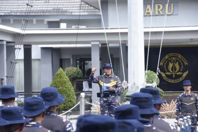 Dankormar Beserta Jajaran Ikuti Apel Komandan Satuan TNI AL