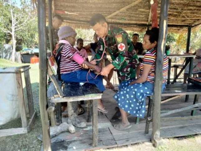 Pos Pelayanan Kesehatan Masyarakat Papua dari Satgas Yonif R 142 KJ Berkelanjutan