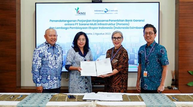 PT Sarana Multi Infrastruktur dan Lembaga Pembiayaan Ekspor Indonesia Jalin Kerja Sama Terbitkan Bank Garansi