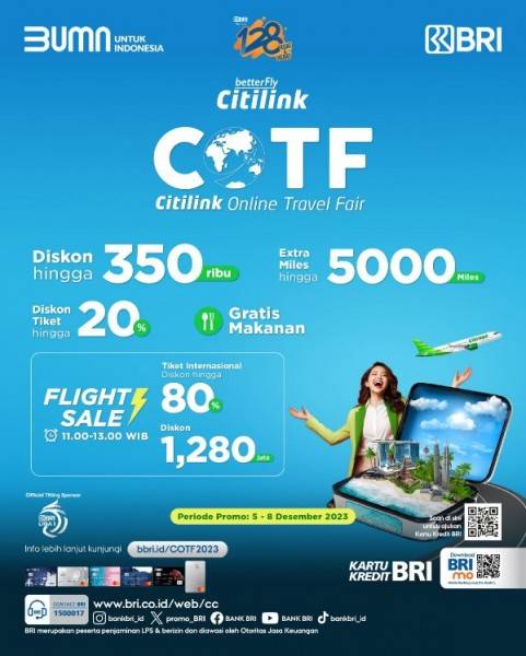 Banyak Promo Meriah! BRI dan Citilink Gelar Online Travel Fair