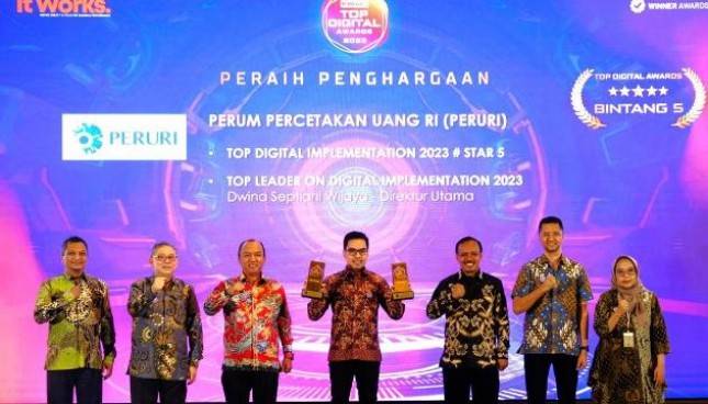 Semakin Kokoh Jalani Bisnis Digital, Peruri Raih Penghargaan Tertinggi TOP Digital Award 2023