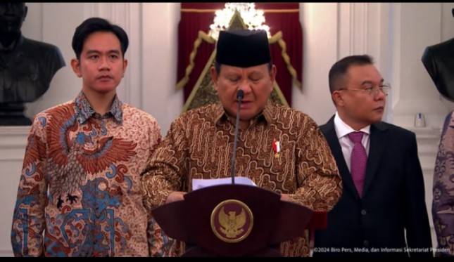 Sah! Presiden Prabowo Resmi Umumkan Kabinet Merah Putih, Berikut Nama-namanya....