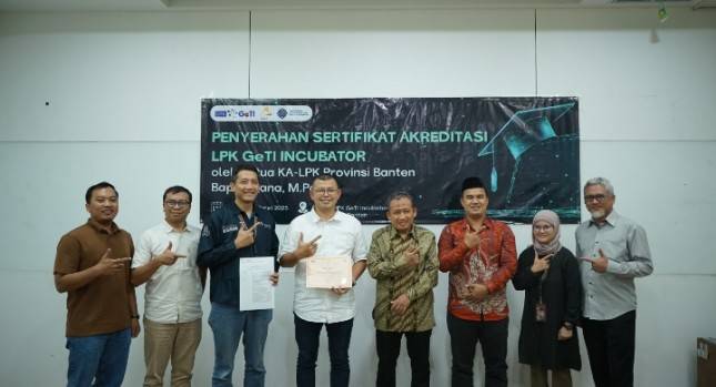 GETI Incubator Terima Sertifikat Akreditasi Skema ERP dari LA LPK Banten, Dorong Kompetensi Digital Tenaga Kerja dan UMKM