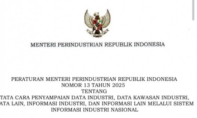 Permenperin 13/2025 Diterbitkan, Industri Wajib Lapor Data Secara Berkala