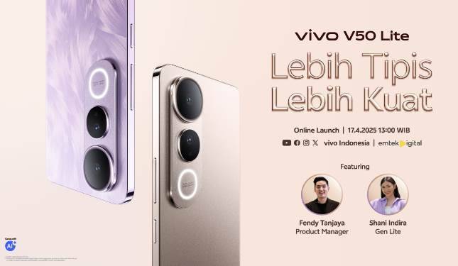 vivo V50 Lite Meluncur 17 April 2025, Smartphone Tipis dengan Baterai Jumbo