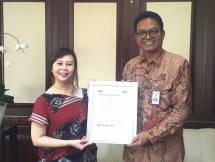 Direktur Bank BTN, Dasuki Amsir, saat menerima sertifikat ISO9001:2015 di Jakarta, Selasa (26/02/2019).