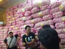 Pemasok bawang putih sedang berada di gudangang