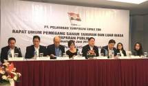 Direksi PT Pelayaran Tempuran Emas Tbk memberikan penjelasan kepada investor dan pers dalam acara paparan publik di Jakarta, Rabu (19/06/2019). (Foto: Abe)