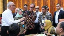 Menteri Perindustrian RI Agus Gumiwang Kartasasmita seusai menerima kunjungan Presiden Singapura Halimah Yacob di Kementerian Perindustrian RI