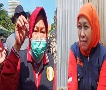 Ilustrasi Walikota Surabaya Risma dan Gubernur Jatim Khofifah (ist) 