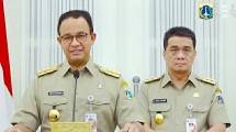 Gubernur DKI Jakarta Anies Baswedan bersama wakil Gubernur DKI Jakarta Ahmad Riza Patria