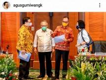 Menperin Agus Gumiwang, Menko Perekonomian Airlangga, Menteri PUPR, Menkeu Sri Mulyani saat Konfrensi Pers Insentif Kendaraan Bermotor dan Perumahan