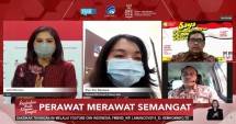 Kapusdik SDM Kesehatan Kemenkes, Dr. Sugiyanto, S.Pd, M.App.Sc, Ketua Umum Persatuan Perawat Nasional Indonesia (PPNI) Harif Fadillah dan Perawat RSDC Wisma Atlet, Evy Ina Sasauw dalam Dialog Produktif bertema &ldquo;Perawat Merawat Semangat&rdquo; yang diselenggarakan KPCPEN dan ditayangkan di FMB9ID_IKP, Rabu (17/3). 