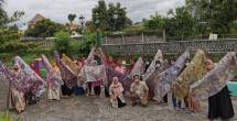 Hasil karya Ibu Rumah Tangga dalam membuat bahan eco print back to nature hasil pelatihan yanh diselenggarakan oleh Lazismu siap dipamerkan