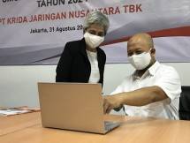 Direksi PT Krida Jaringan Nusantara Tbk: Sunarto-Direktur Utama (duduk) dan Farida Sulistyorini ( direktur keuangan)