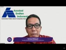 Samsul Hidayat, Direktur Eksekutif Asosiasi Emiten Indonesia, saat memberikan sambutan di acara Indonesia Best Public Company Awards 2022.