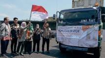 Dirjen IKMA Kemenperin Reni Yanita mengibarkan bendera untuk melepas ekspor produk singkong beku