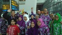 112 Jamaah Haji Khusus Patuna Travel Tiba di Terminal 3 Bandara Soekarno Hatta, Kamis (7/9/2017)