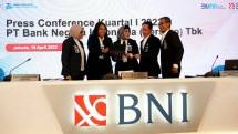 Direksi BNI usai paparan kinerja kuartal 1 2023