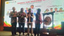 Menteri Pertanian (Mentan) Syahrul Yasin Limpo saat membuka acara Rebug Tani Nasional SPKS