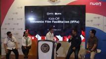Menteri Pariwisata dan Ekonomi Kreatif, Sandiaga Uno (tengah), Deputi Bidang Pemasaran, Ni Made Ayu Marthini, (kedua dari kiri), Deputi Ekonomi Digital dan Produk Kreatif, Neil El Himam (paling kiri), dan Direktur Utama PFN, Dwi Heriyanto (kedua dari kanan) dan COO Nuon, Chandra Tamrin (paling kanan) pada kick off peresmian Indonesia Film Facilitation (IFFa)