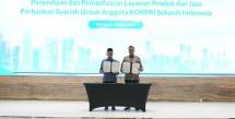 PT Bank Syariah Indonesia (Persero) Tbk (BSI) memperluas layanan keuangan syariah di segmen ASN, Kerjasama ditandatangani Direktur Utama BSI Anggoro Eko Cahyo (kanan) dan Ketua Umum Dewan Pengurus KORPRI Prof Zudan Arif Fakrulloh (kiri) di Jakarta. 