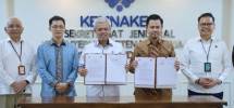 Penandatanganan Perjanjian Kerja Sama (PKS) Polteknaker dengan PT Huawei Tech Investment dilakukan di Jakarta, Selasa (23/6/2026),